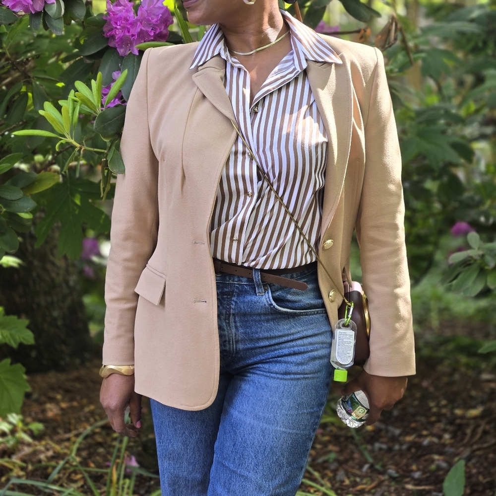 Zara Tan Blazer Classic Suit Jacket